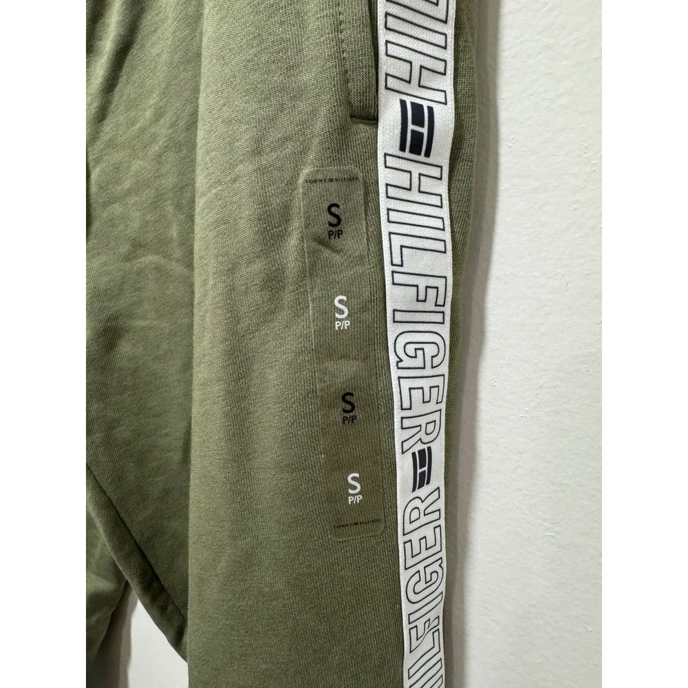 Tommy Hilfiger Sport Mens Olive Green Logo Tape Jogger Sweatpants Small NWT